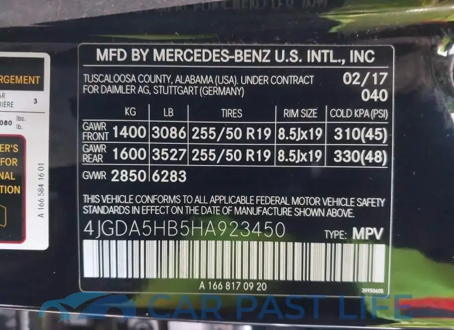 4JGDA5HB5HA923450# 9
