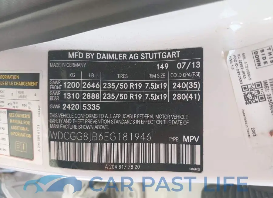 WDCGG8JB6EG181946# 9