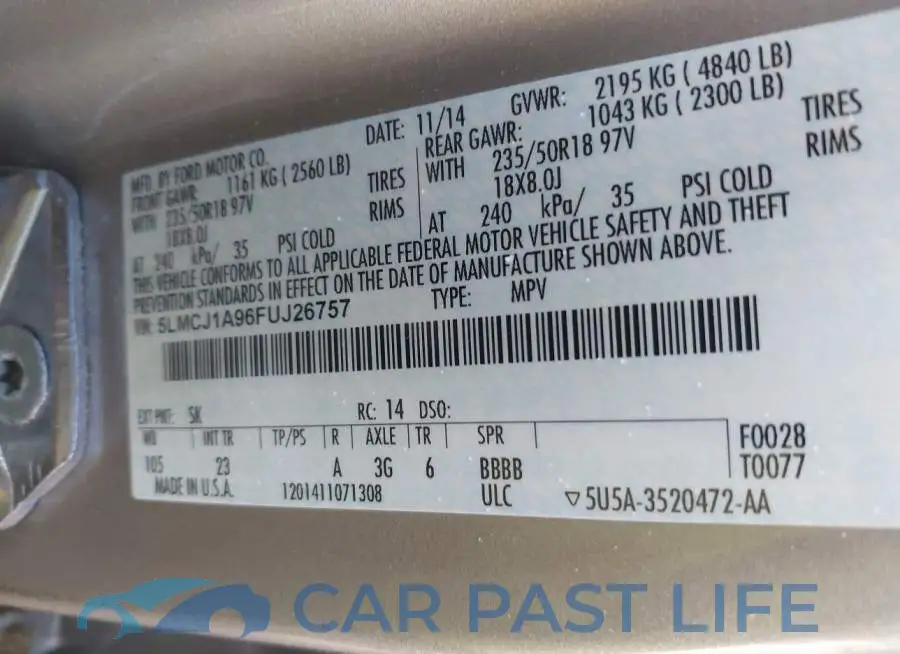 5LMCJ1A96FUJ26757# 9