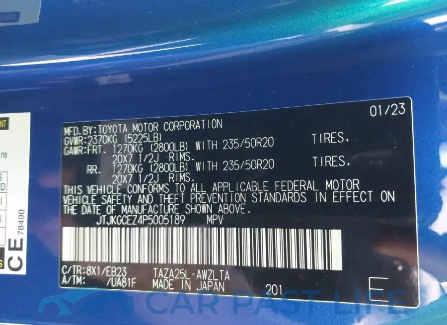 JTJKGCEZ4P5005189# 9