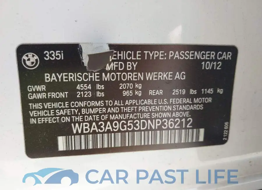 WBA3A9G53DNP36212# 9