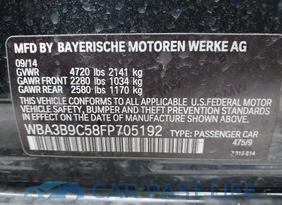 WBA3B9C58FP705192# 9