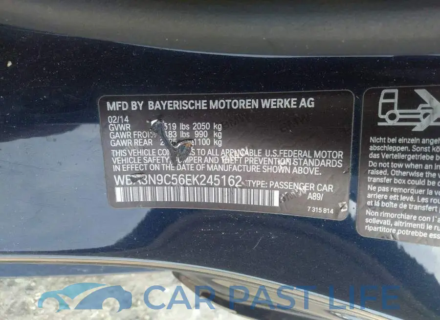 WBA3N9C56EK245162# 9