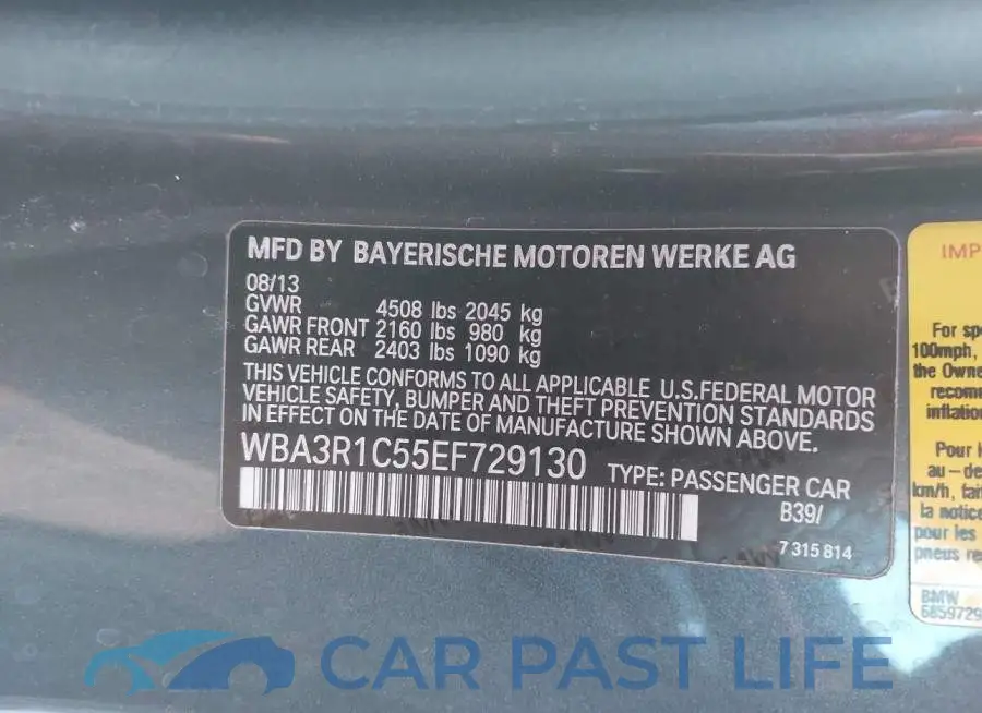 WBA3R1C55EF729130# 9