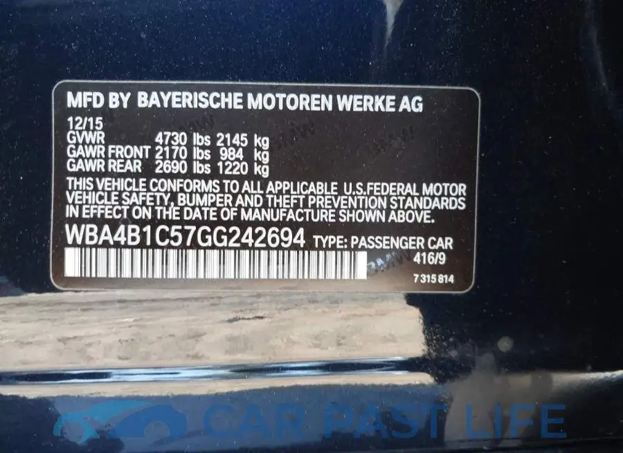 WBA4B1C57GG242694# 9