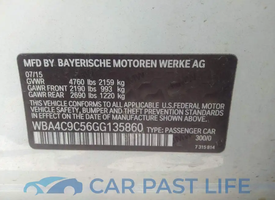 WBA4C9C56GG135860# 9