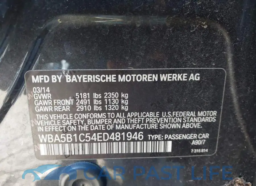 WBA5B1C54ED481946# 9