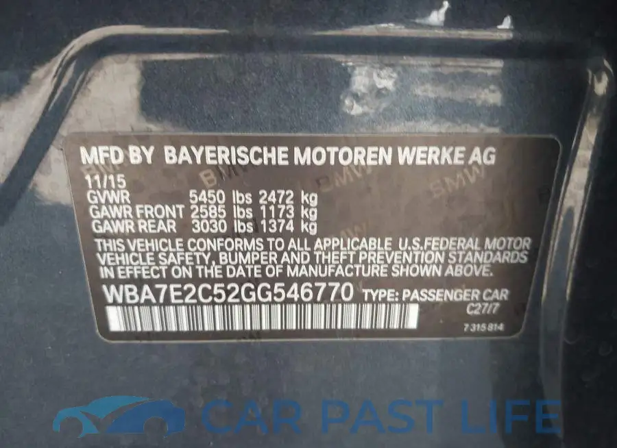 WBA7E2C52GG546770# 9