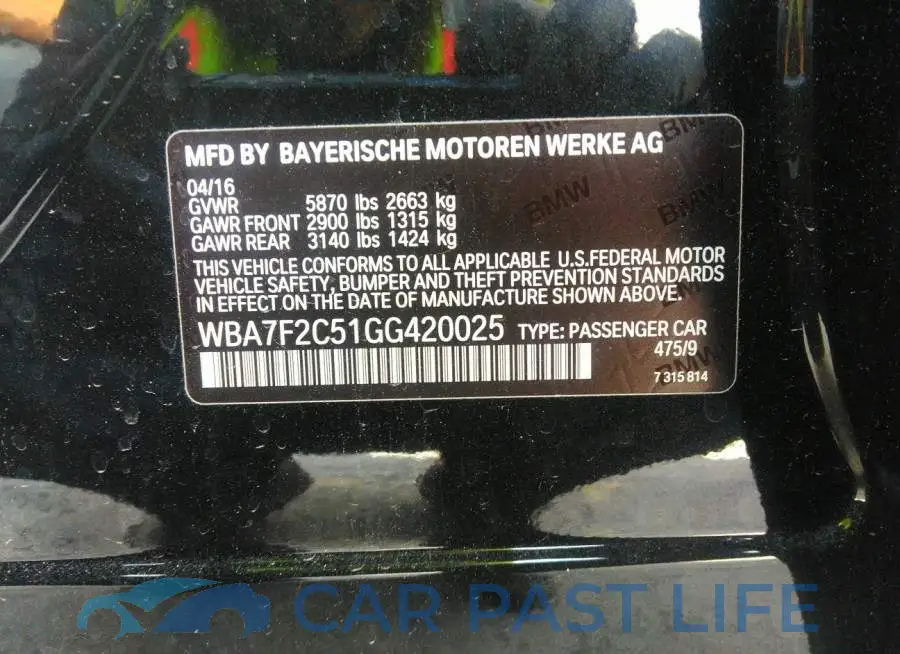 WBA7F2C51GG420025# 9
