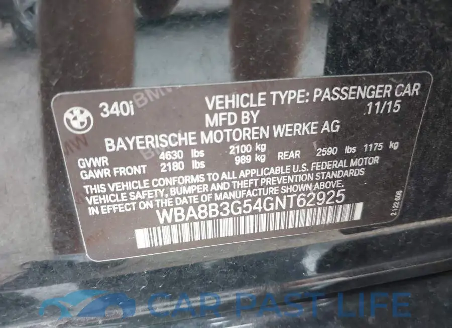 WBA8B3G54GNT62925# 9