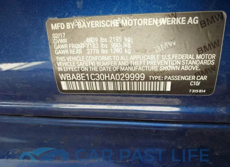 WBA8E1C30HA029999# 9