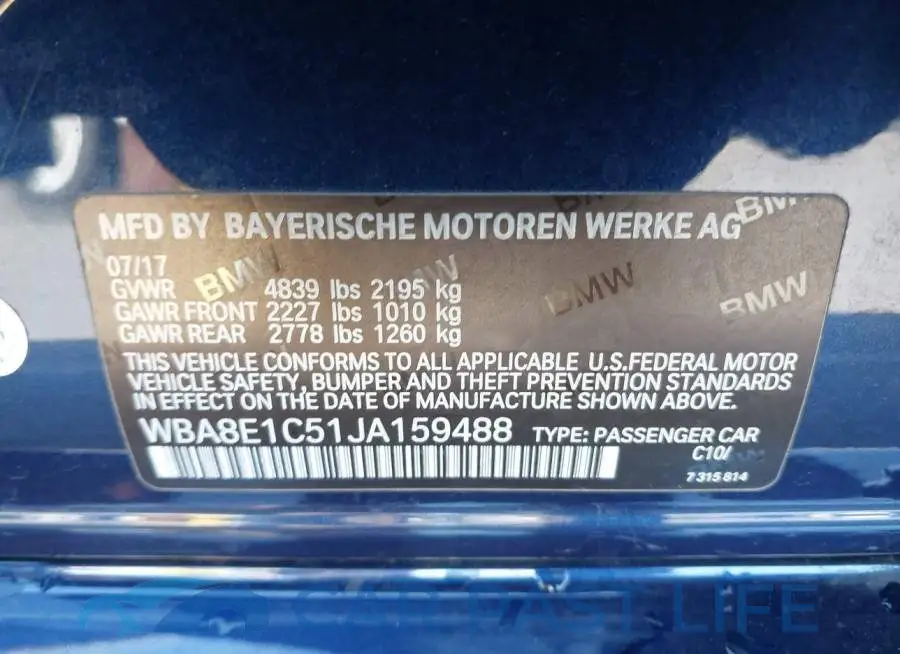 WBA8E1C51JA159488# 9