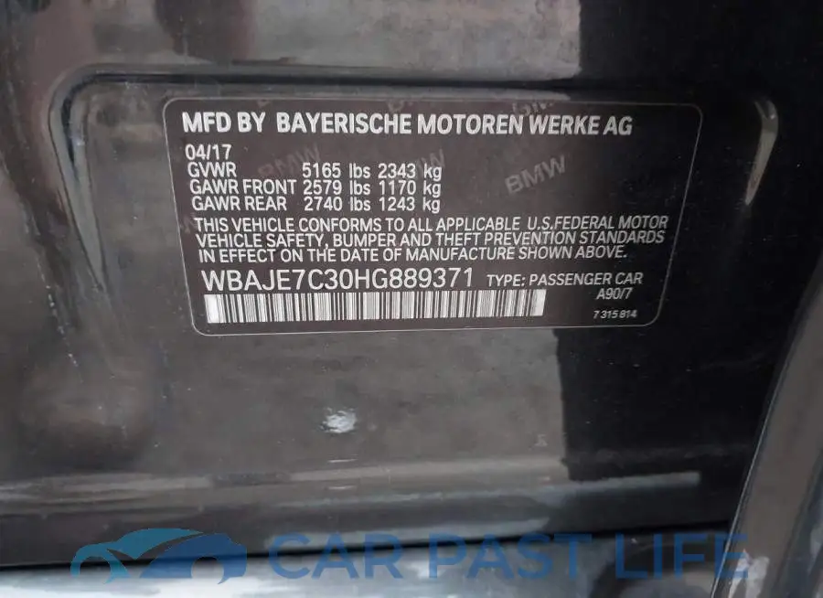 WBAJE7C30HG889371# 9