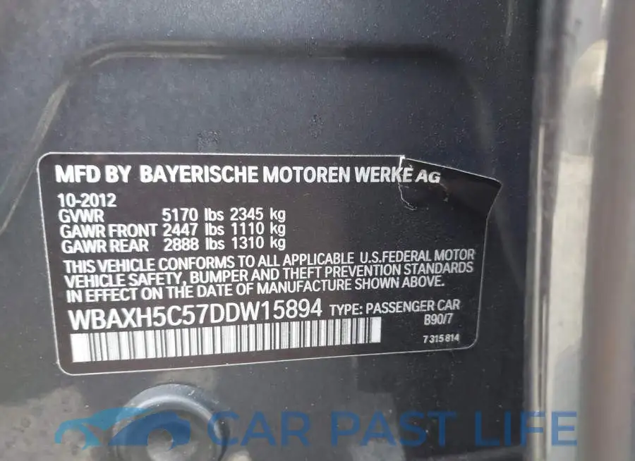 WBAXH5C57DDW15894# 9
