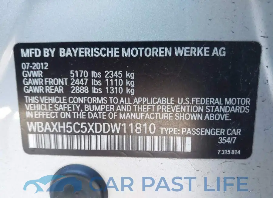 WBAXH5C5XDDW11810# 9