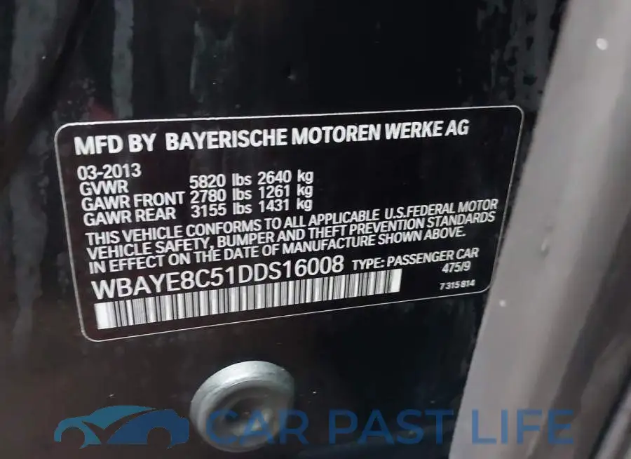 WBAYE8C51DDS16008# 9