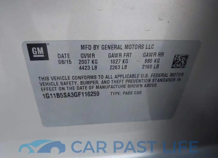 1G11B5SA3GF116259# 9