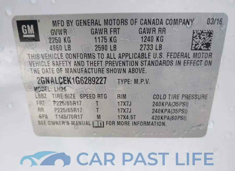 2GNALCEK1G6289227# 9