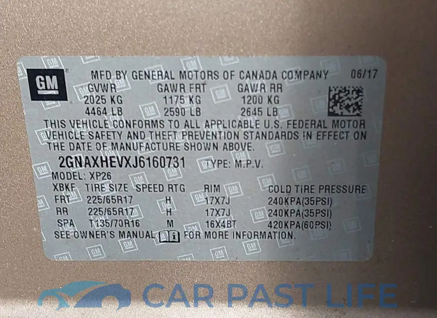 2GNAXHEVXJ6160731# 9