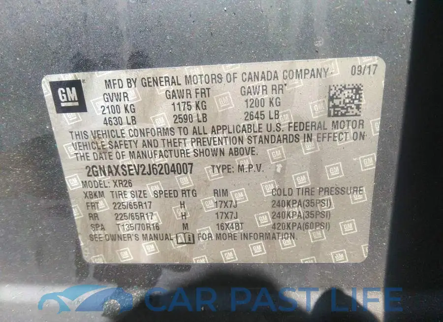 2GNAXSEV2J6204007# 9