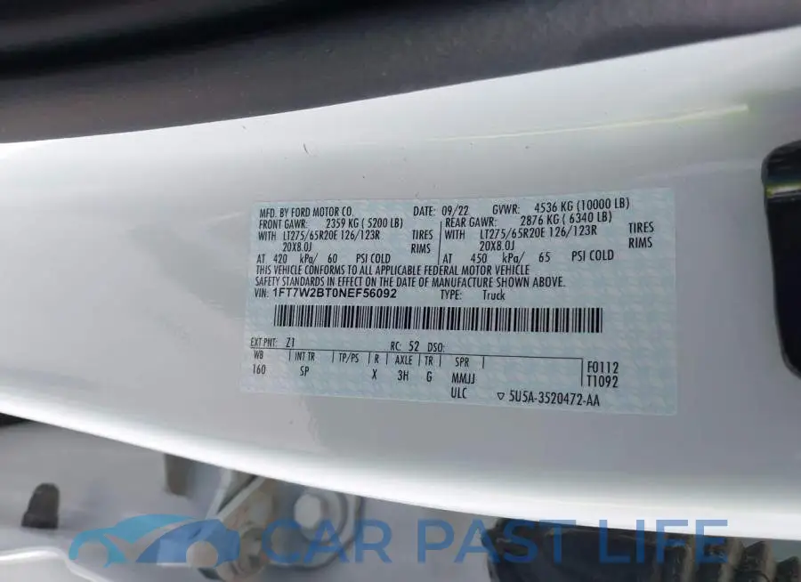 1FT7W2BT0NEF56092# 9