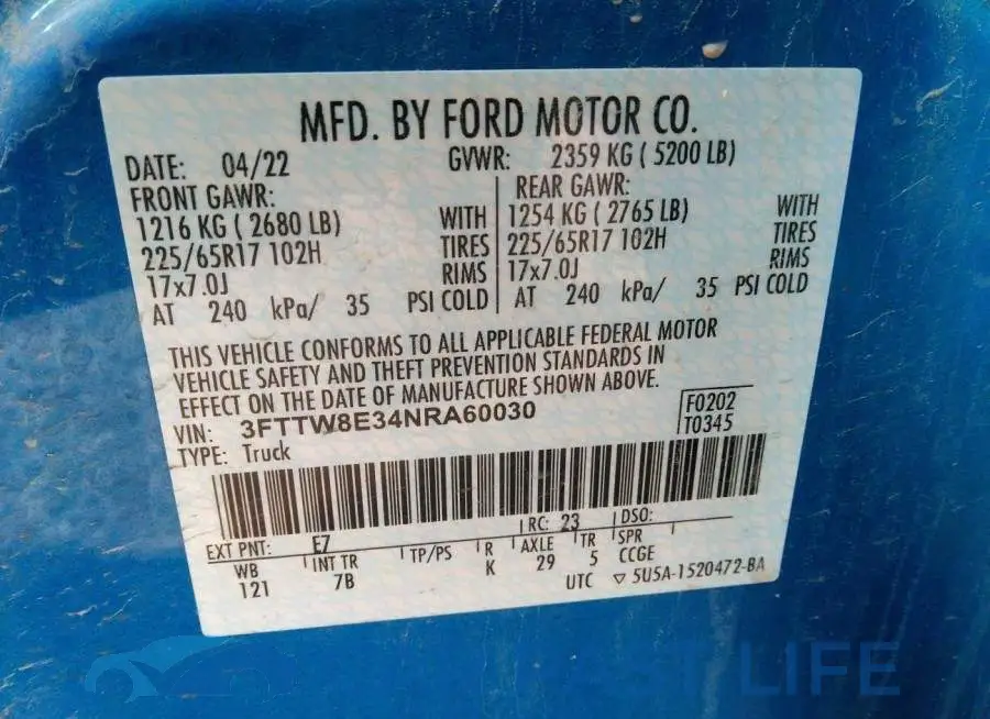 3FTTW8E34NRA60030# 9