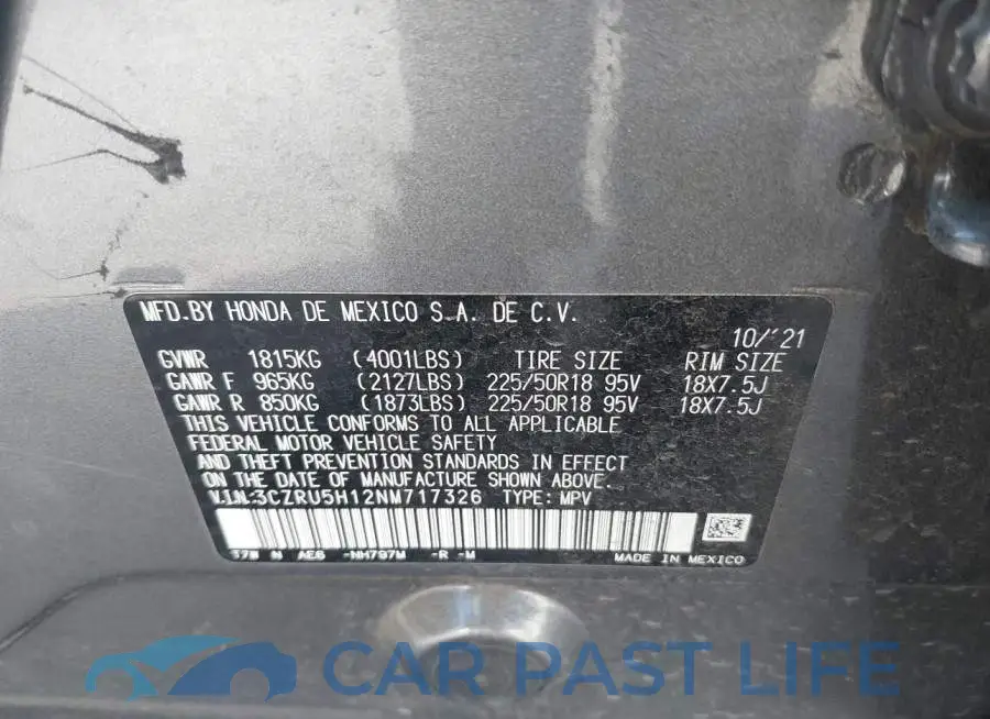 3CZRU5H12NM717326# 9