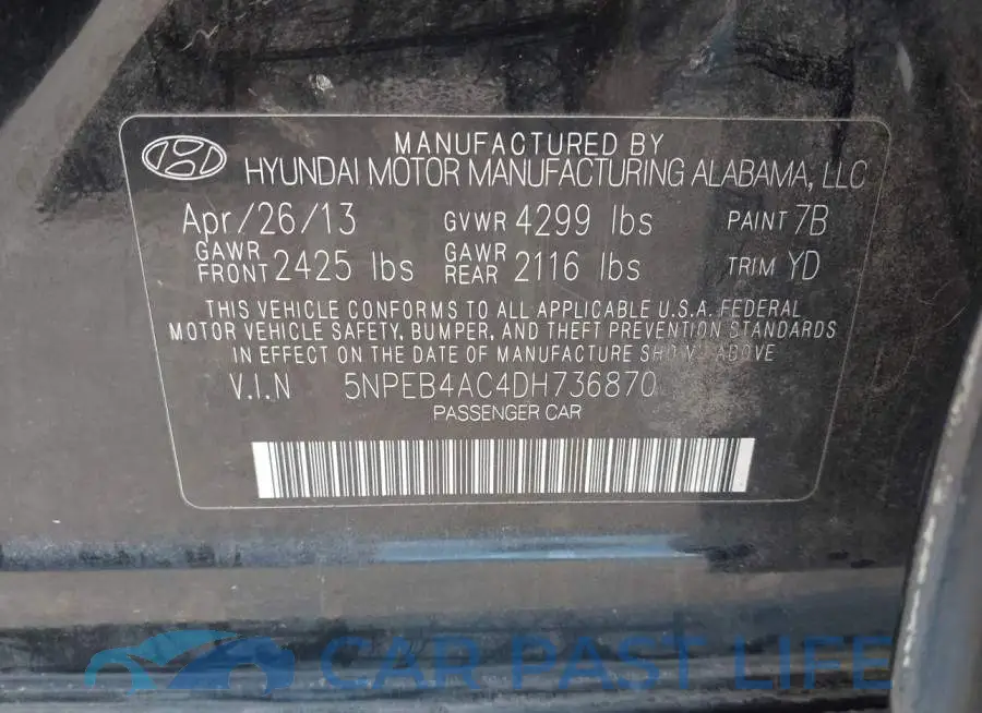 5NPEB4AC4DH736870# 9