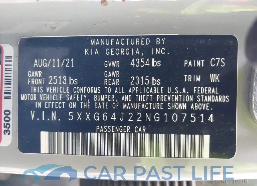 5XXG64J22NG107514# 9