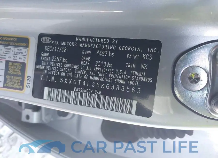 5XXGT4L36KG333565# 9