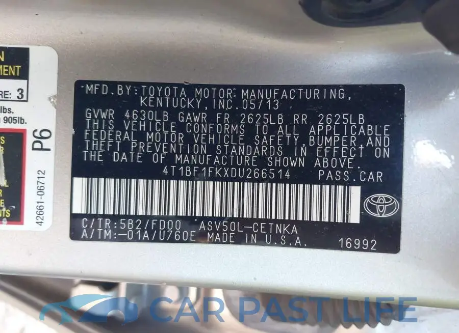 4T1BF1FKXDU266514# 9