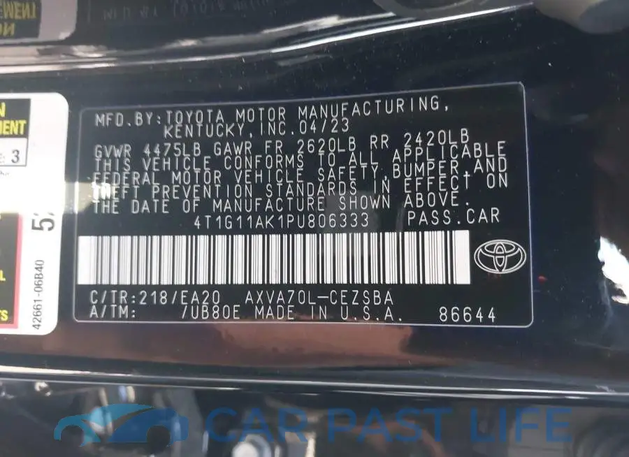 4T1G11AK1PU806333# 9