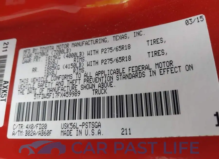 5TFDW5F17FX459989# 9