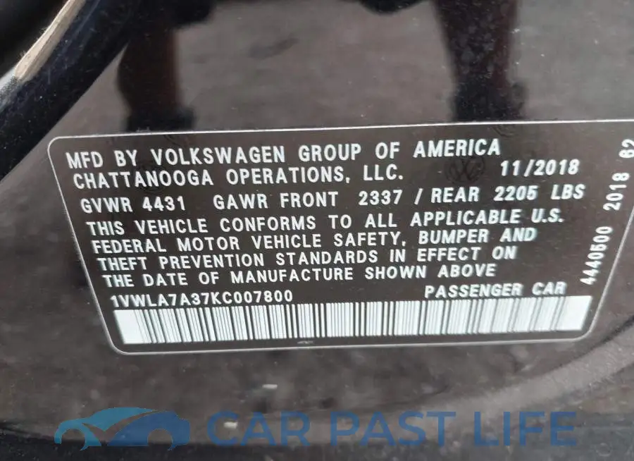 1VWLA7A37KC007800# 9