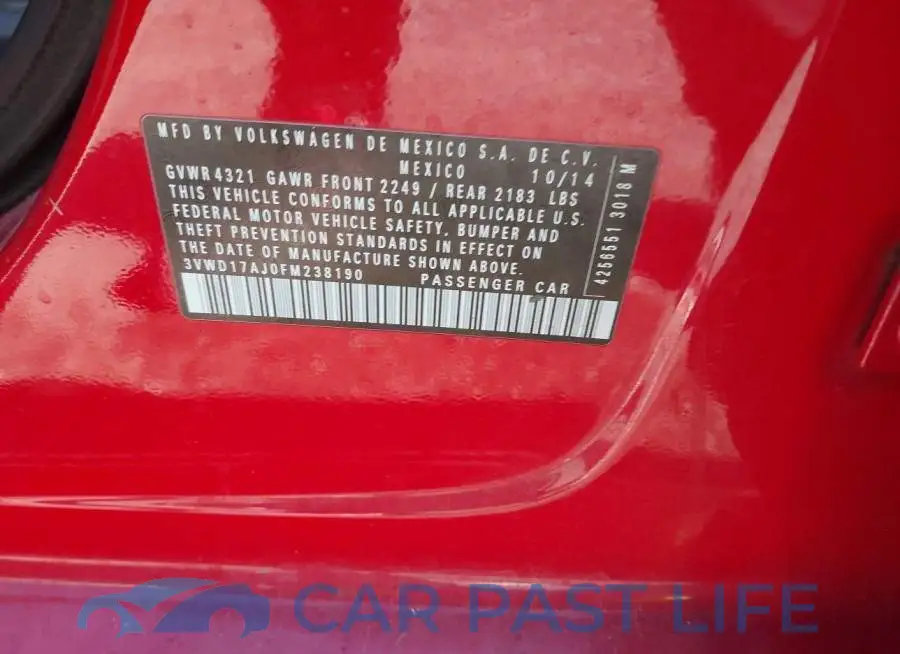 3VWD17AJ0FM238190# 9