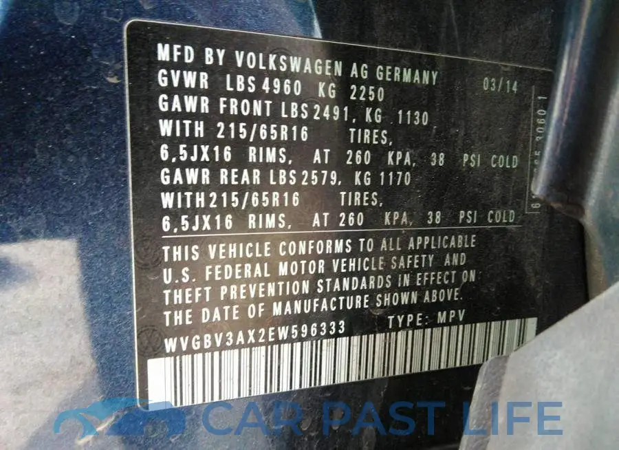 WVGBV3AX2EW596333# 9