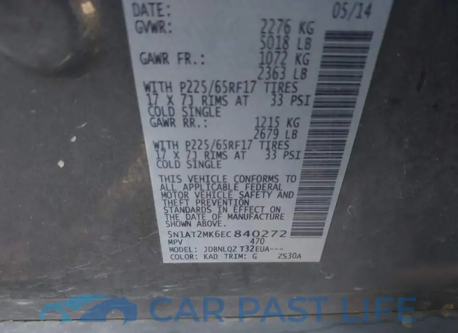 5N1AT2MK6EC840272# 9