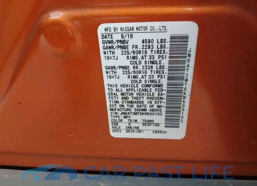 JN8AT2MT8KW500102# 9