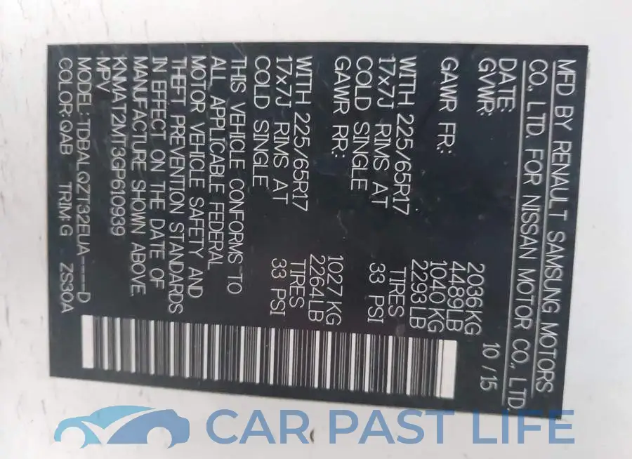KNMAT2MT3GP610939# 9