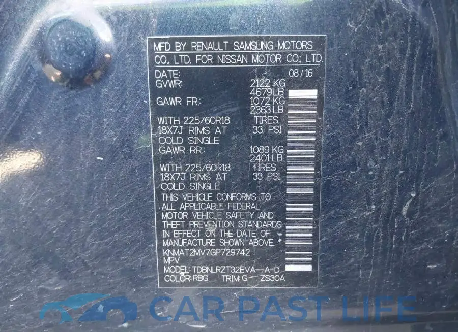 KNMAT2MV7GP729742# 9