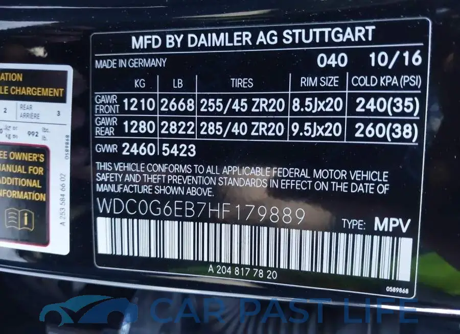 WDC0G6EB7HF179889# 9
