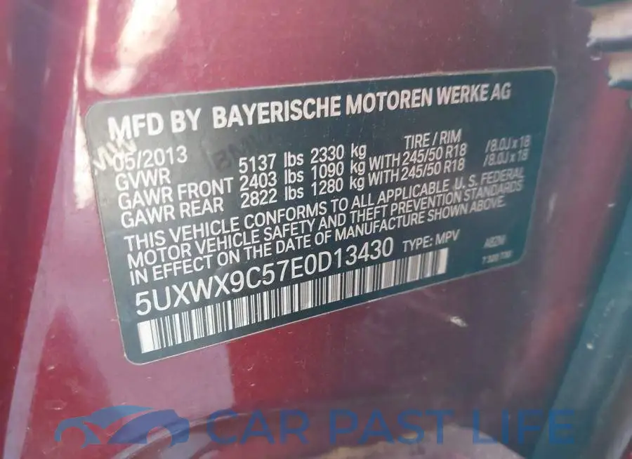 5UXWX9C57E0D13430# 9