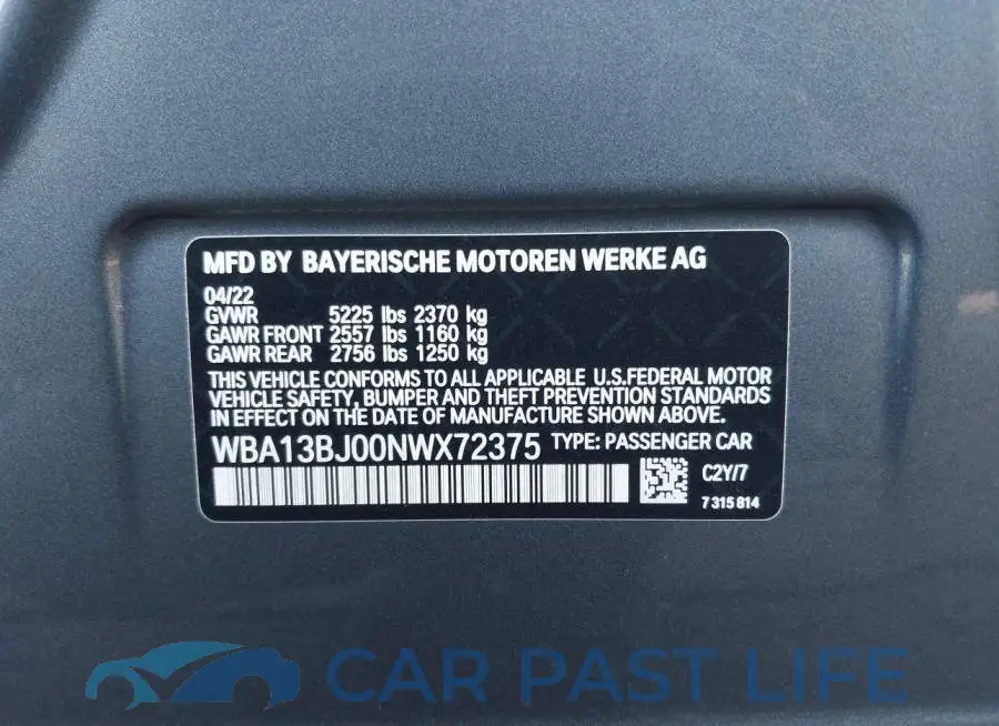 WBA13BJ00NWX72375# 9