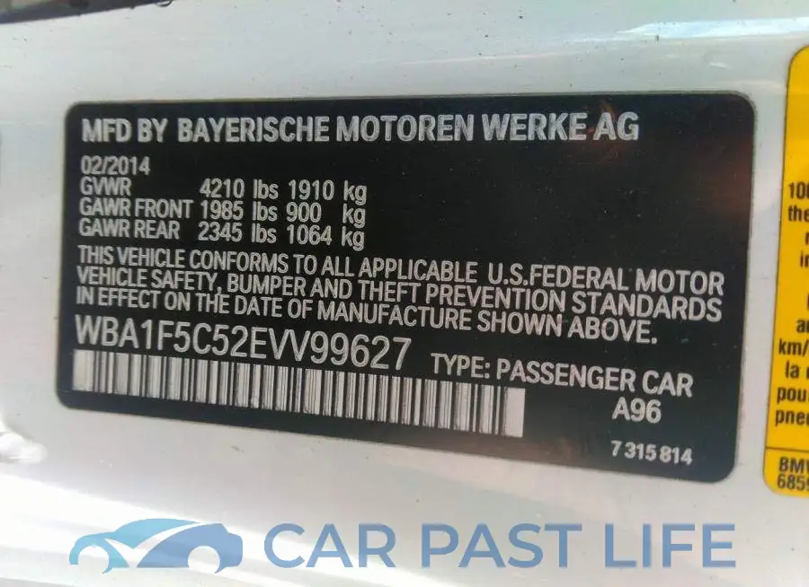 WBA1F5C52EVV99627# 9