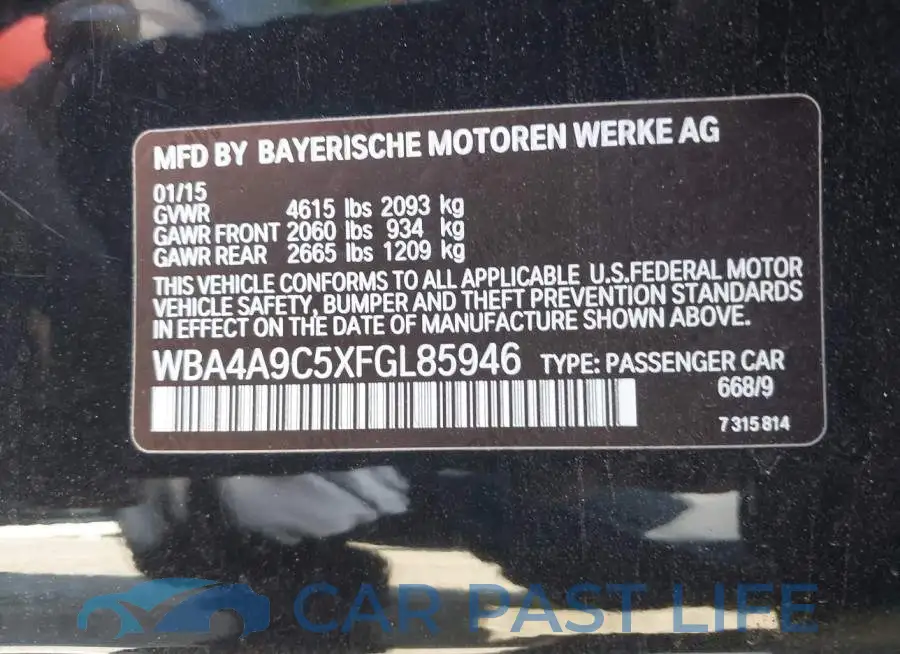 WBA4A9C5XFGL85946# 9