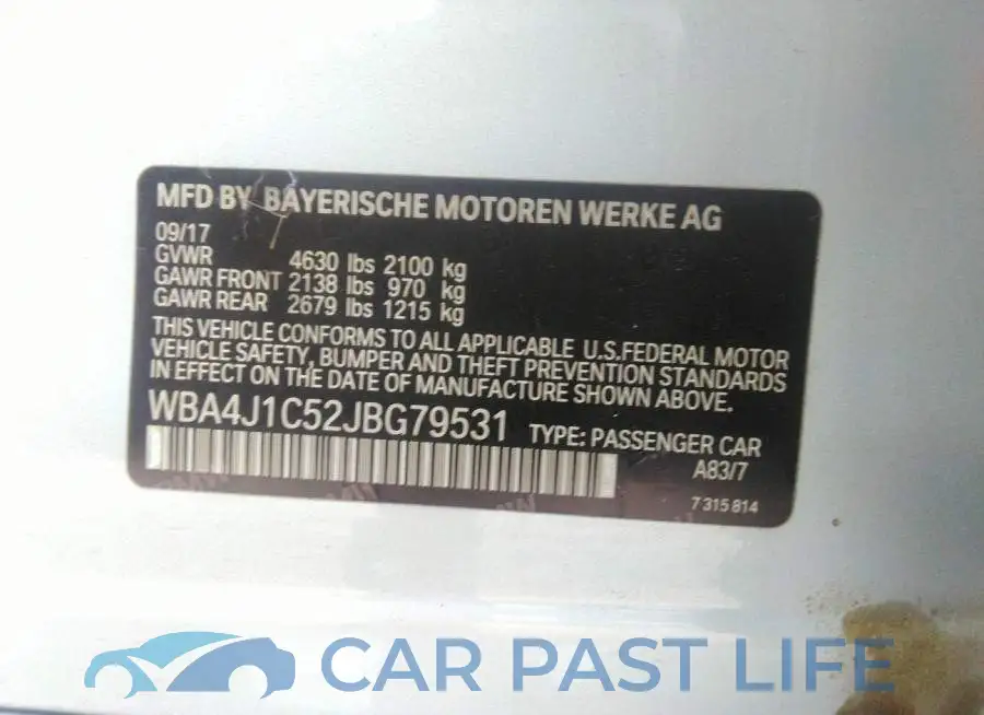 WBA4J1C52JBG79531# 9