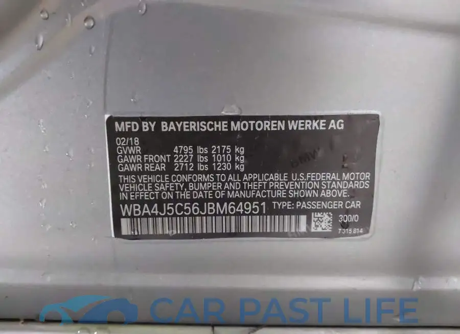 WBA4J5C56JBM64951# 9
