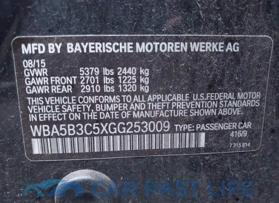 WBA5B3C5XGG253009# 9