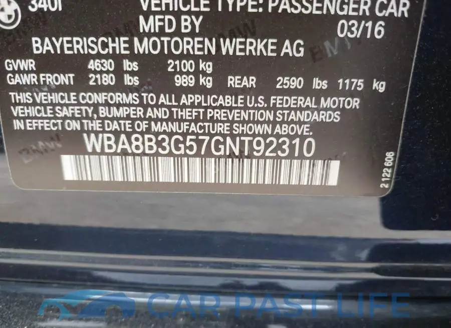 WBA8B3G57GNT92310# 9