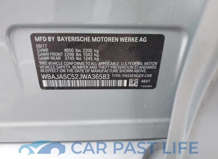 WBAJA5C52JWA36583# 9